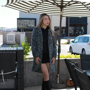 Abrigo midi animal print gris #11507